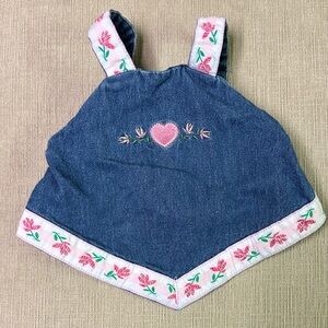 Denim Kids Tank Top with Pink Floral Accents